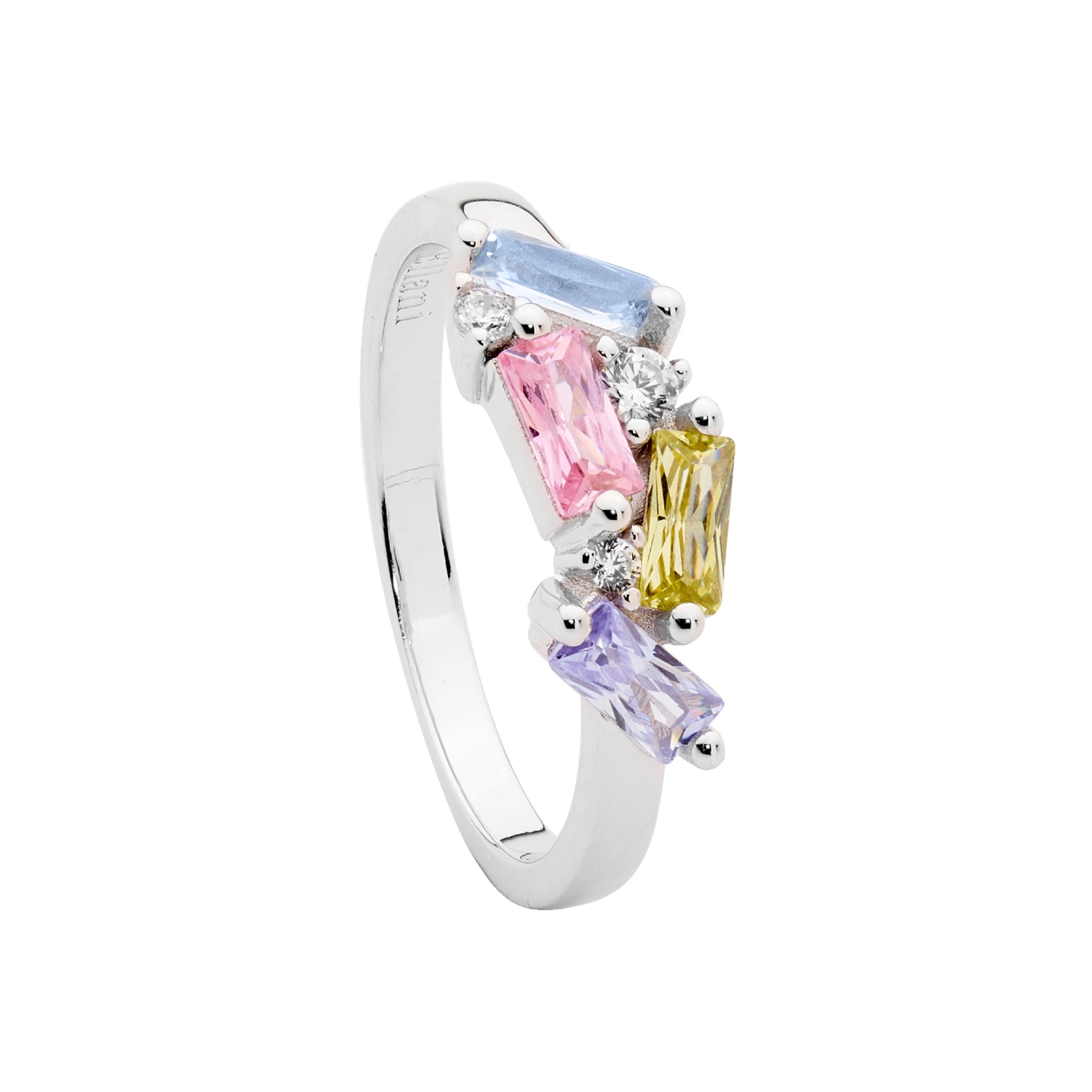 ellani multi coloured silver ring