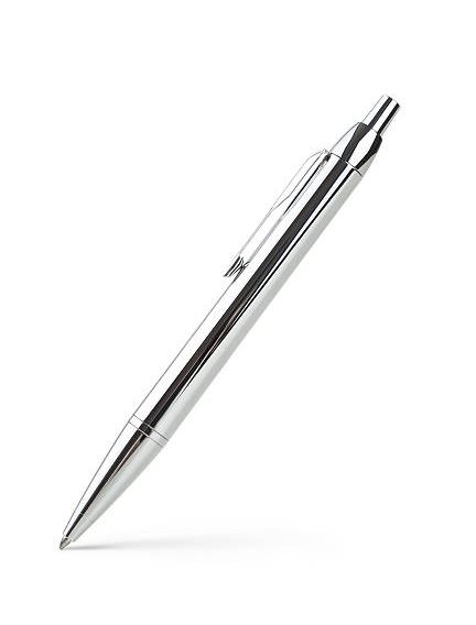 Silver ballpoint pen isolated on white background
